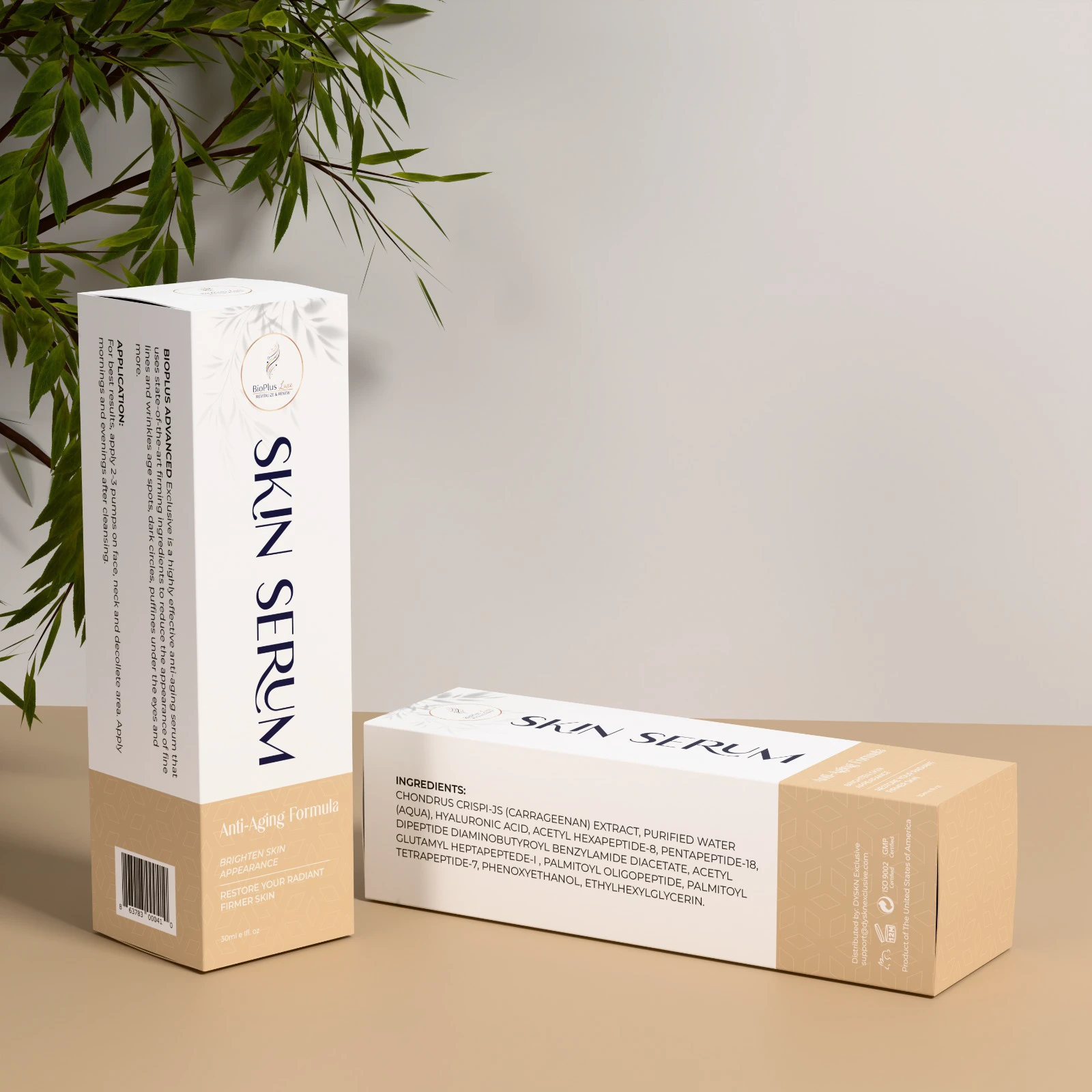 BioPlus Luxe serum cosmetic packaging design