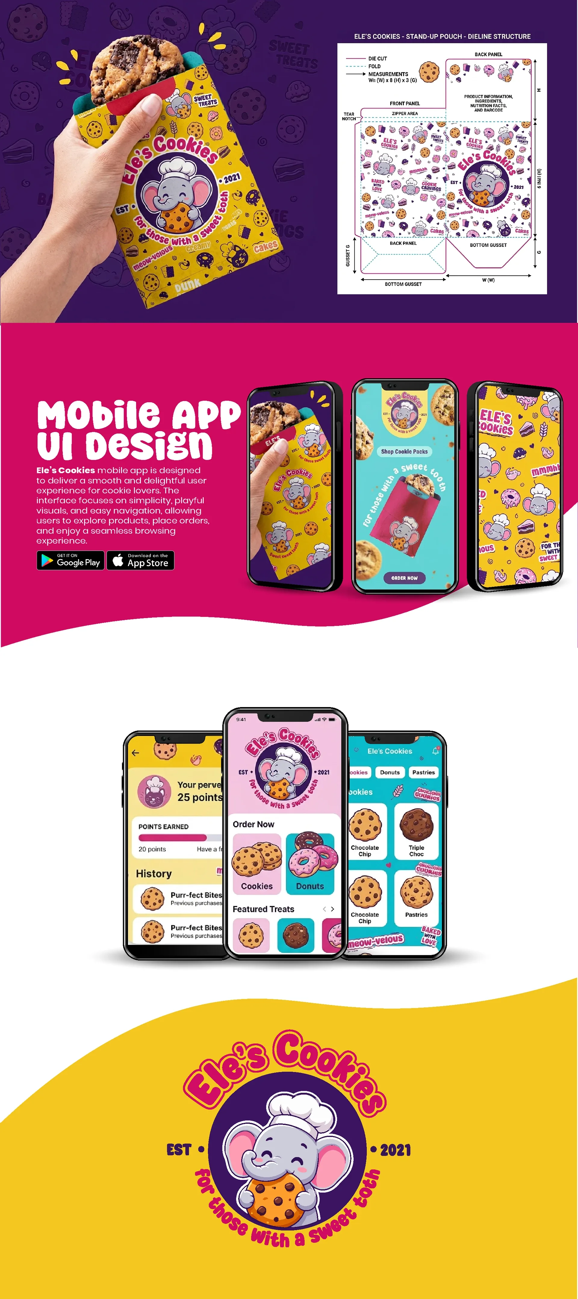 Ele's Cookies mobile app UI design