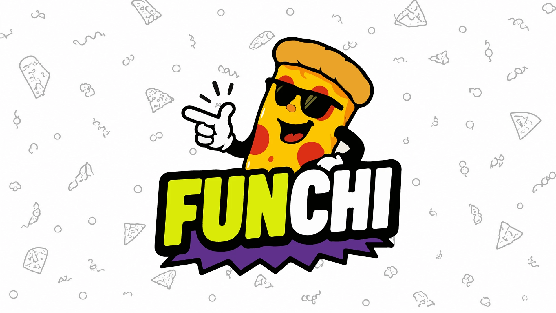 Funchi pizza restaurant logo and mascot design