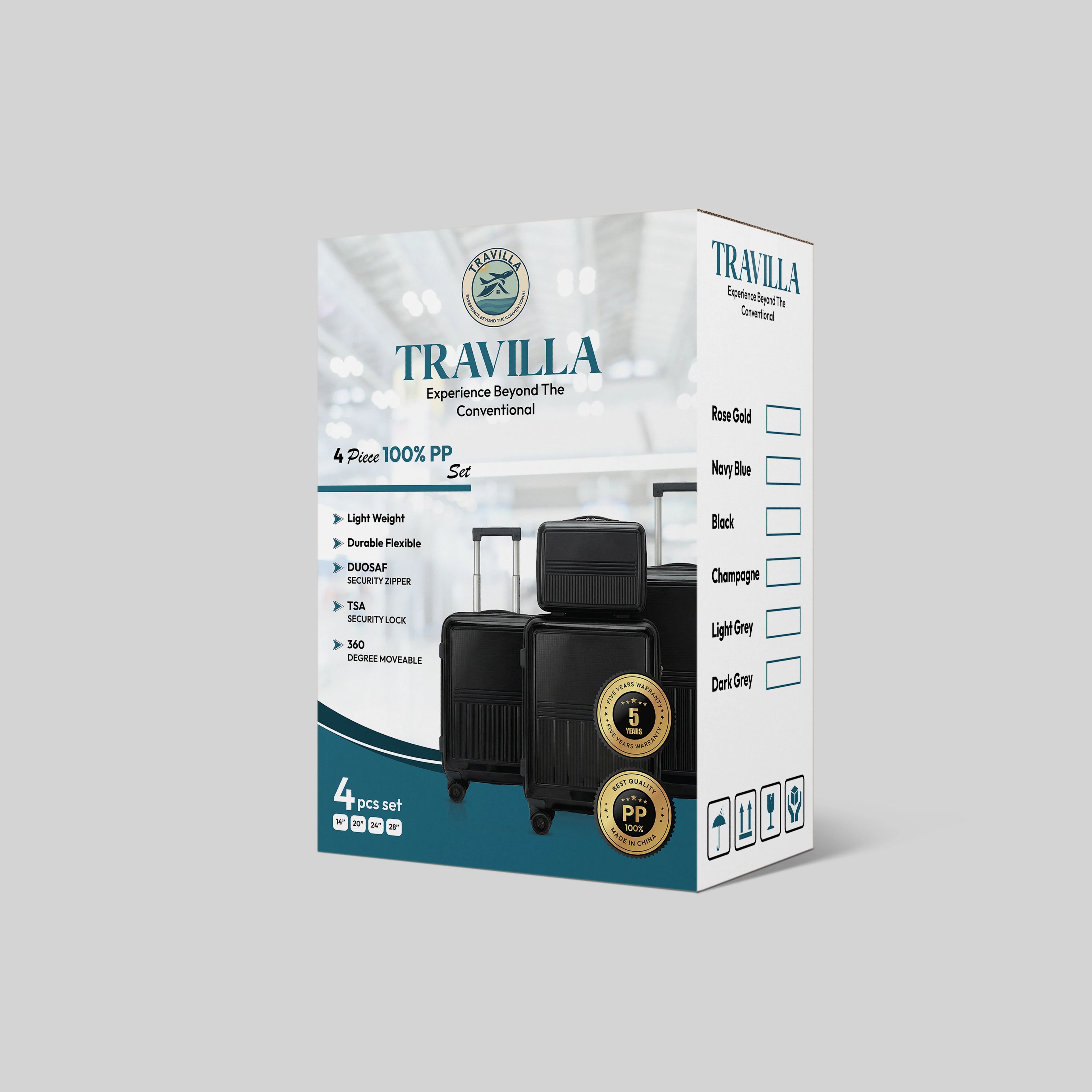 Travilla luggage set packaging design